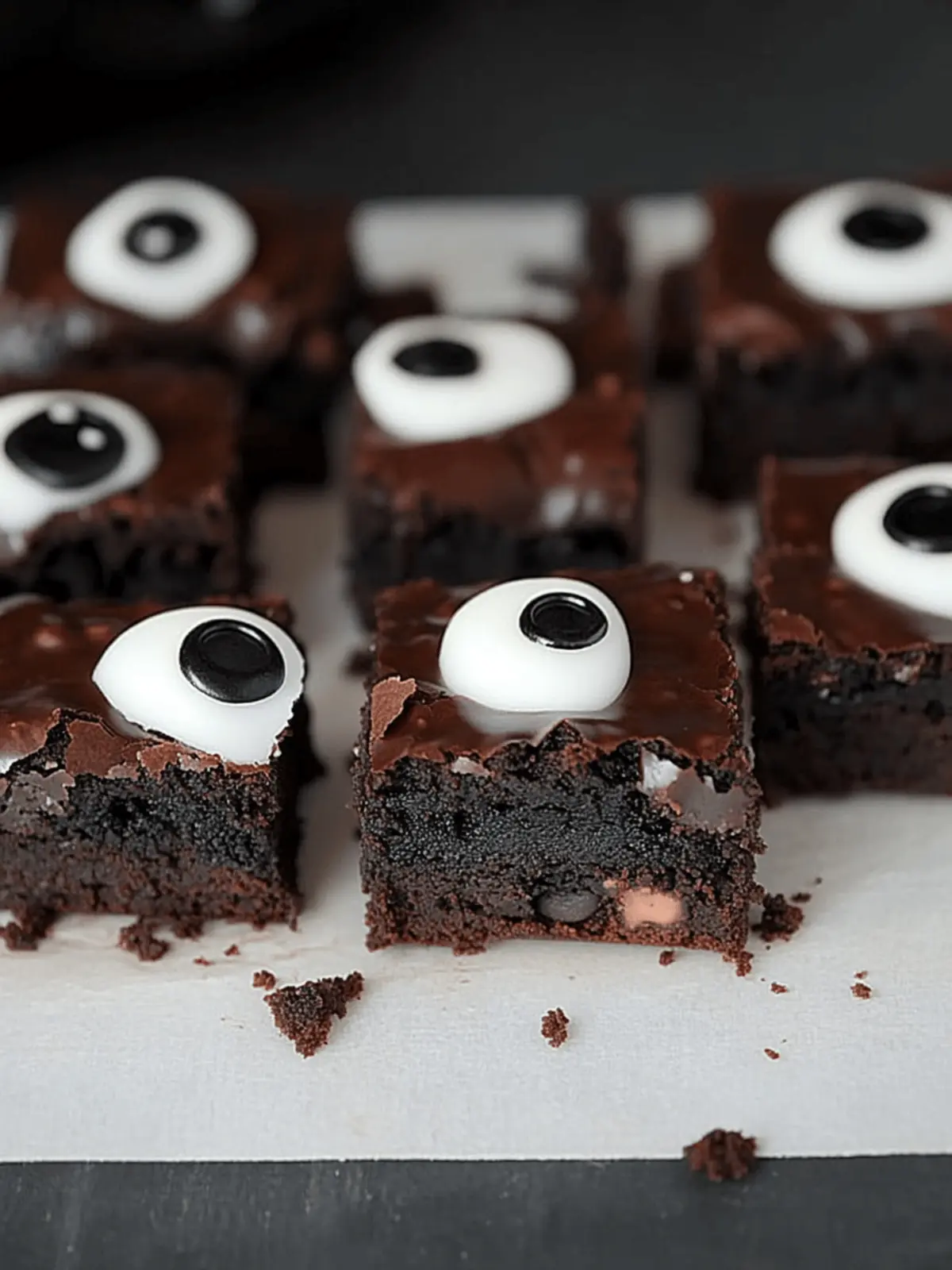 Fudgy Spooky Brownies with Whimsical Candy Eyeballs Spooky Brownies