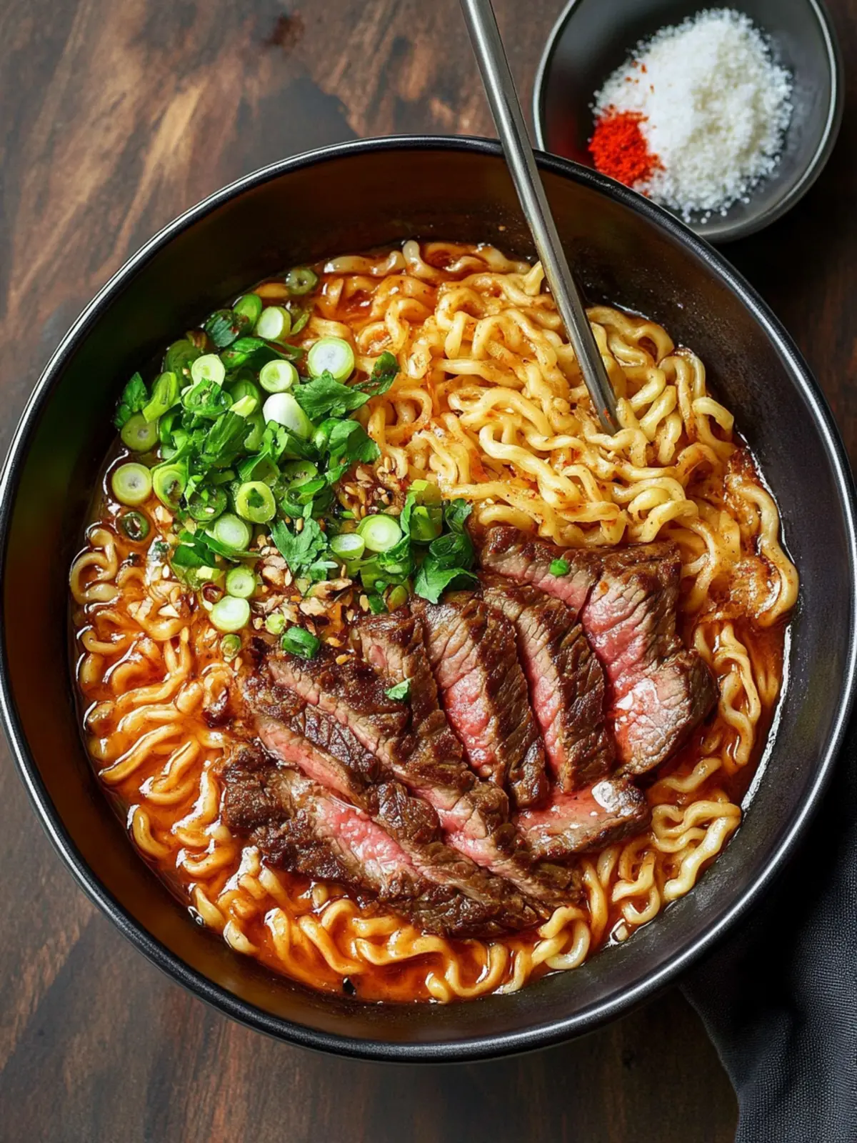 Savor Spicy Steak Buldak Carbonara Ramen in 20 Minutes! - knedir Recipes