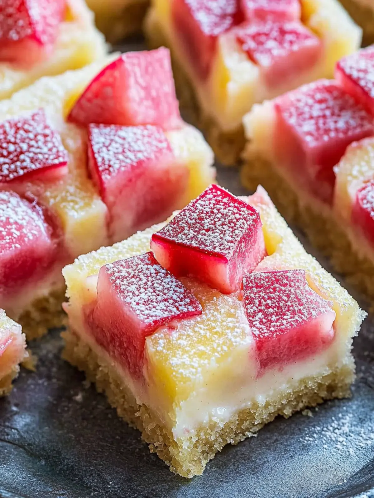 Heavenly Rhubarb Custard Bars