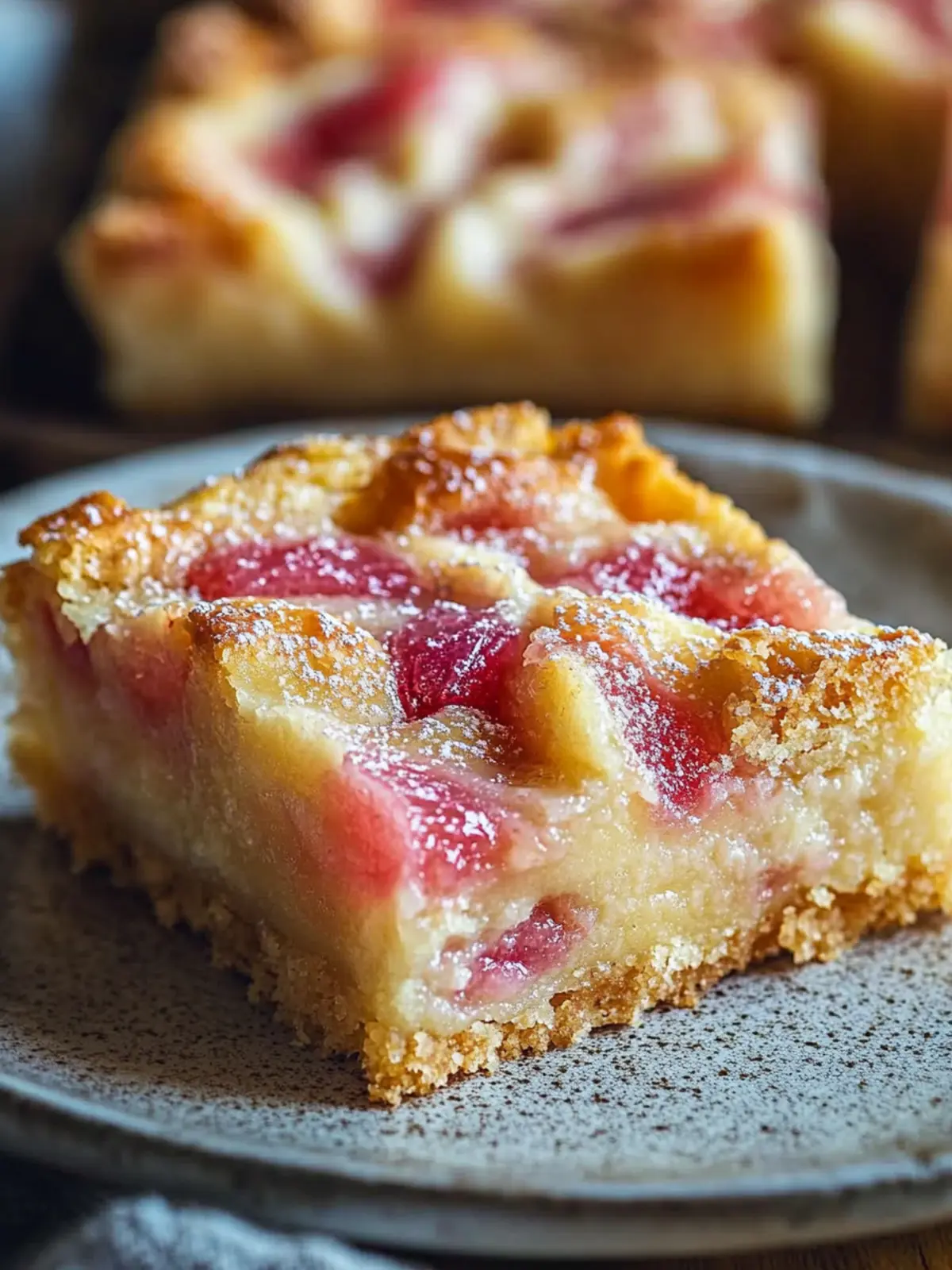 Heavenly Rhubarb Custard Bars
