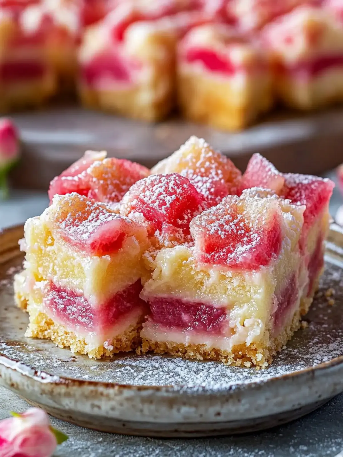 Heavenly Rhubarb Custard Bars